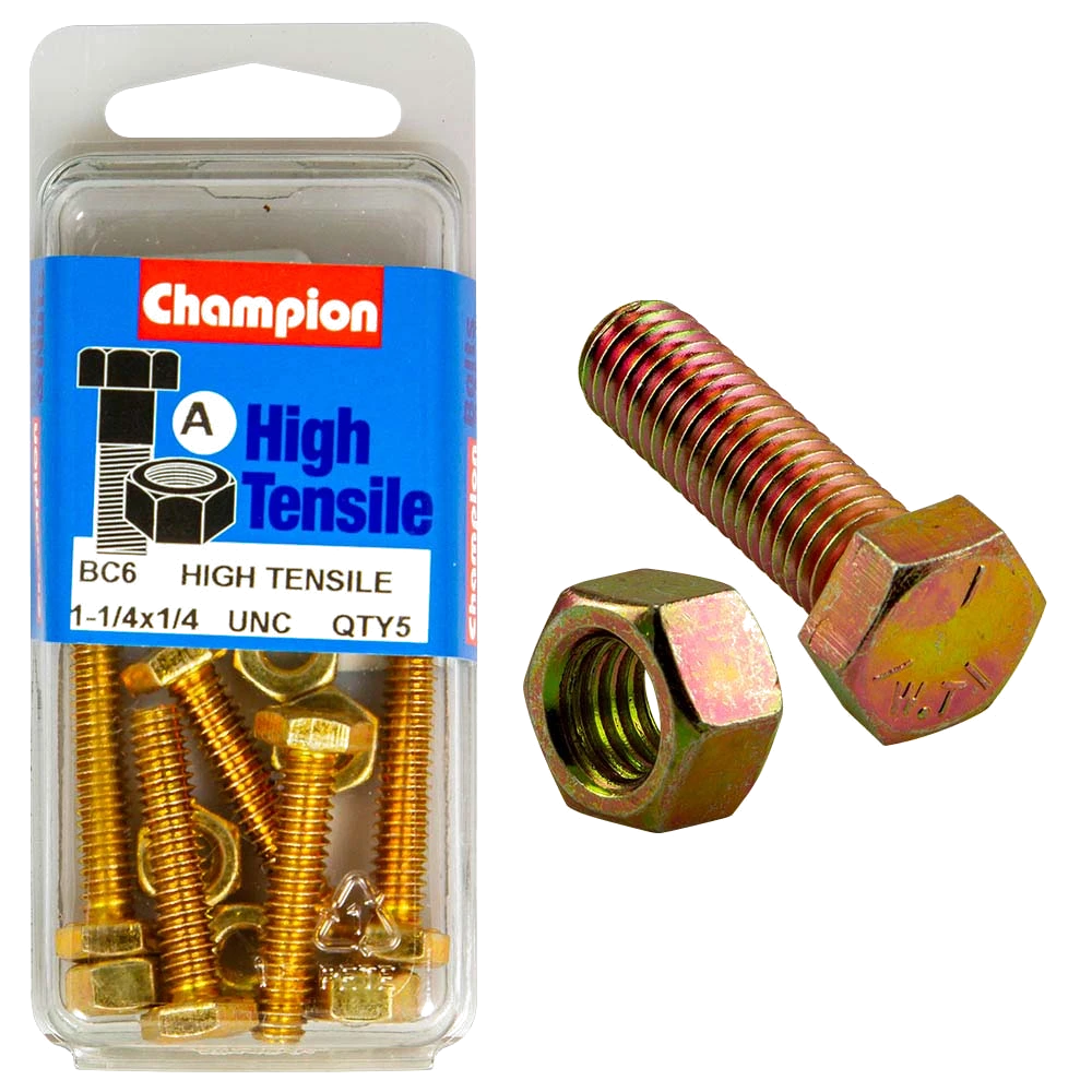 Champion 1-1/4in x 1/4in Set Screw & Nut (A) - GR5