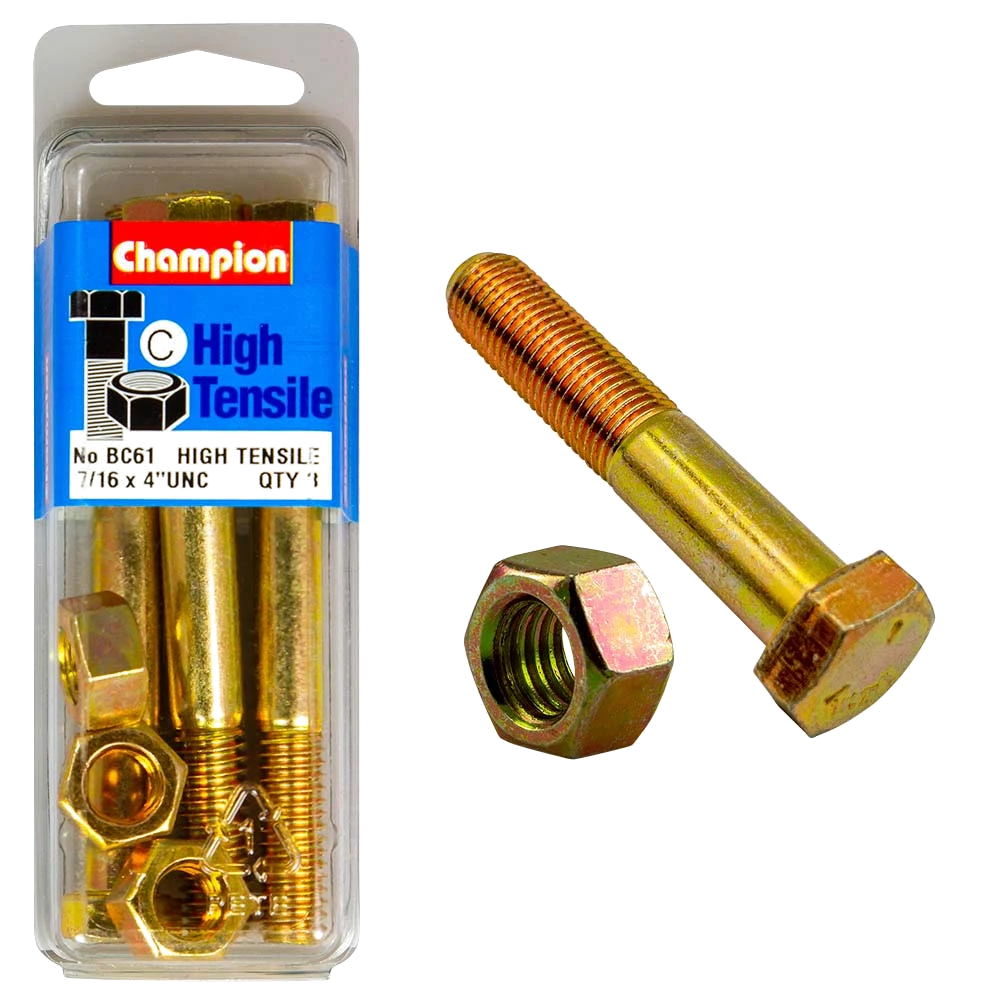 Champion 4 x 7/16in Bolt & Nut (C) - GR5