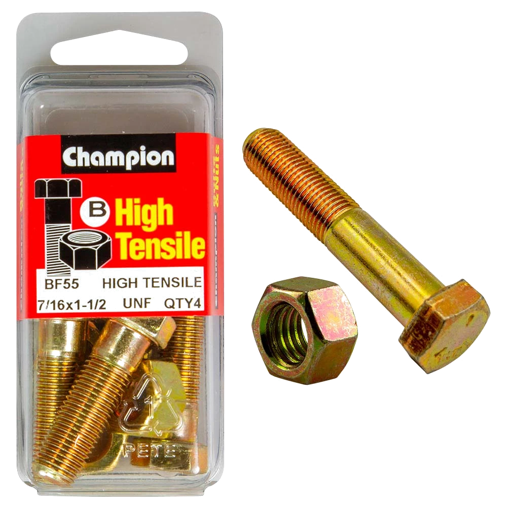 Champion 1-1/2in x 7/16in Bolt And Nut (B) - GR5