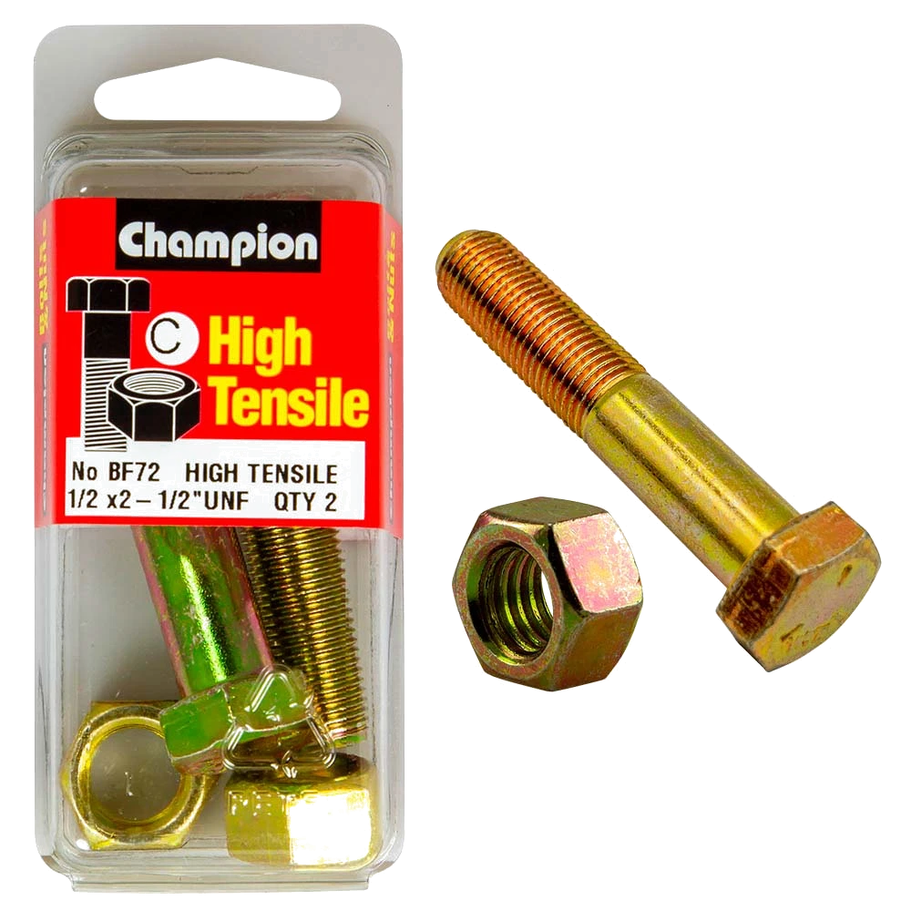 Champion 2-1/2in x 1/2in Bolt And Nut (C) - GR5