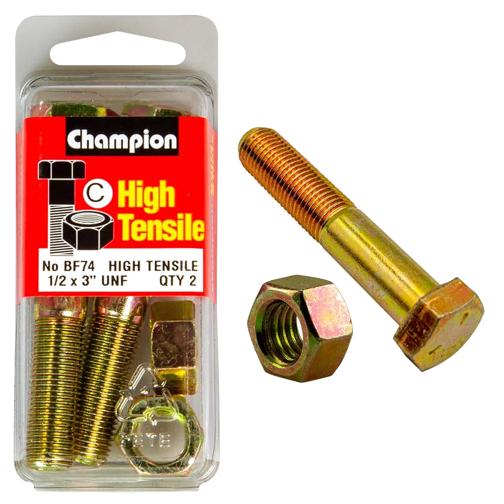Champion 3in x 1/2in Bolt And Nut (C) - GR5