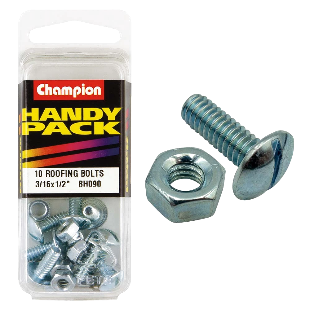 Champion 3/16in x 1/2in Roofing Bolt & Nut