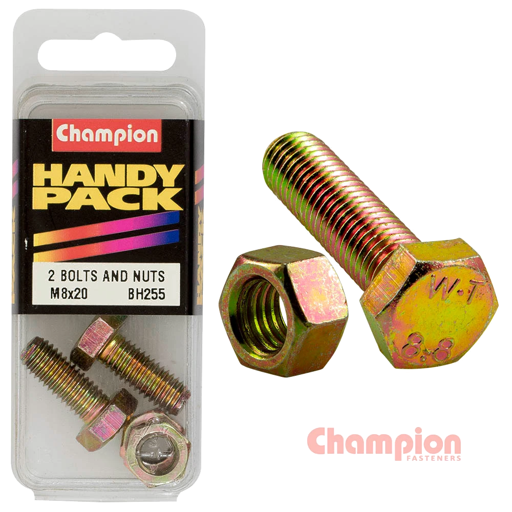 Champion Hex Set Screws M8 x 20mm & Nuts-M8 x 1.25mm