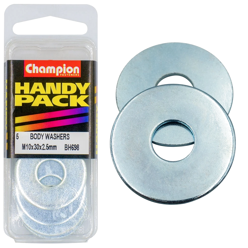 Champion Washer Flat Body M10 x 30 x2.5mm  Zinc Plated - 5pk