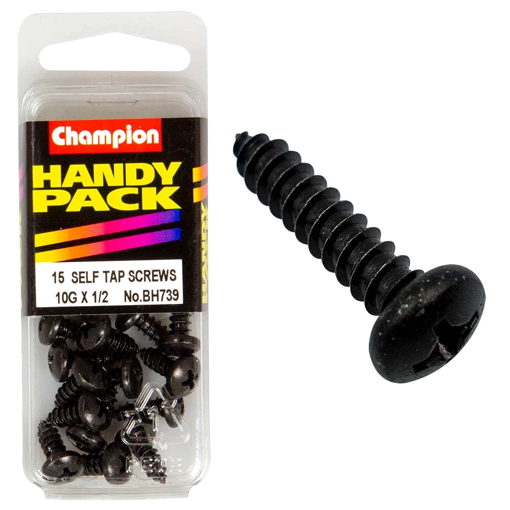 Champion 10G x 1/2in S/Tap Set Screw - Blk Zinc