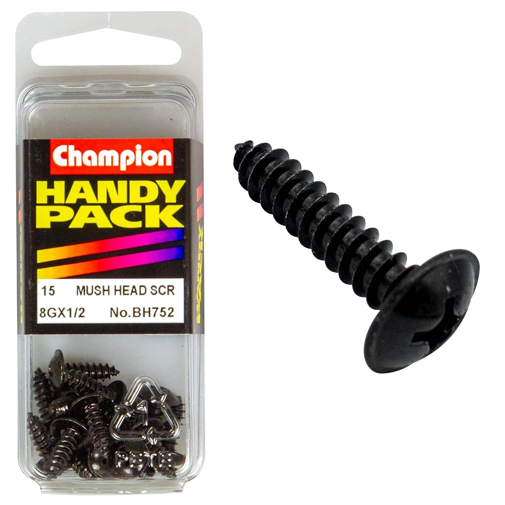 Champion 8G x 1/2in Washer Face S/Tap Set Screw - Blk Zinc