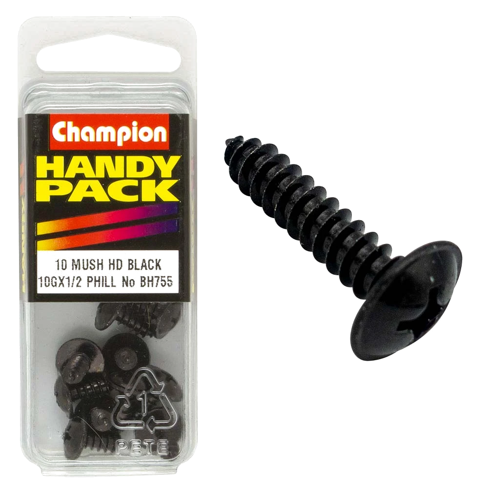 Champion 10G x 1/2in Washer Face S/Tap Set Screw - Blk Zinc