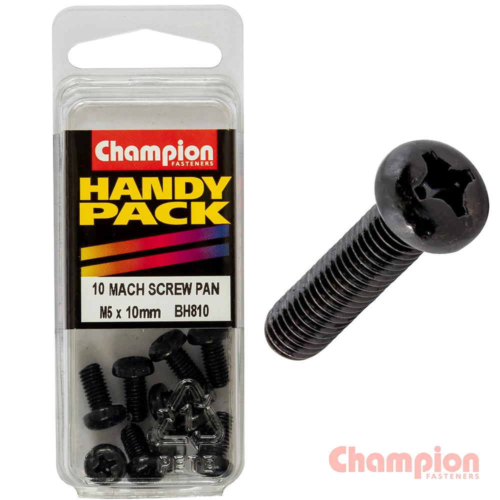 Champion Black Machine Screws - M5 x 10mm