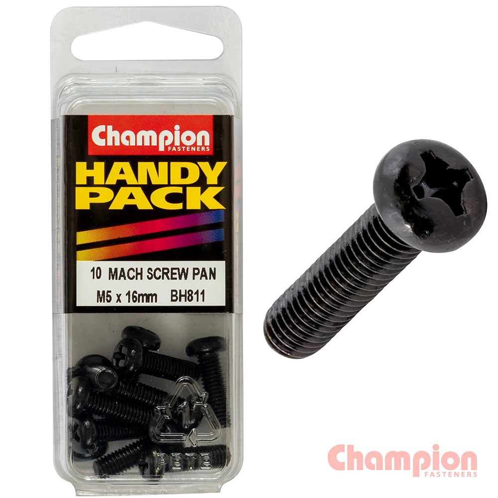 Champion Black Machine Screws - M5 x 16mm