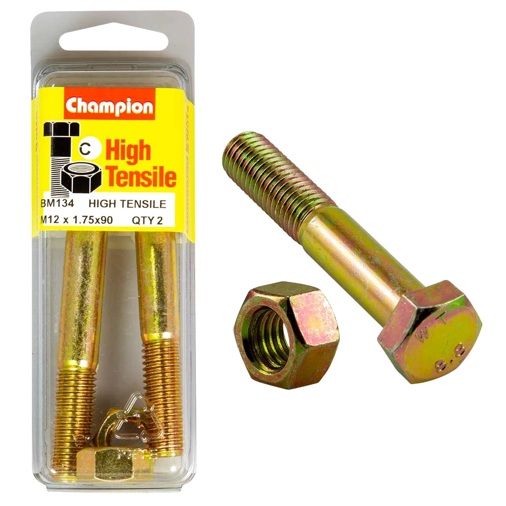 Champion M12 x 90 Bolt & Nut (C) - GR8.8