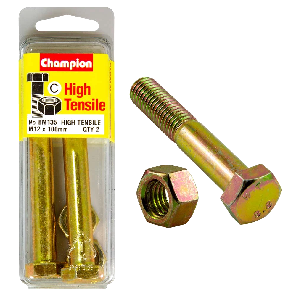 Champion M12 x 100 x 1.75 Bolt & Nut (C) - GR8.8