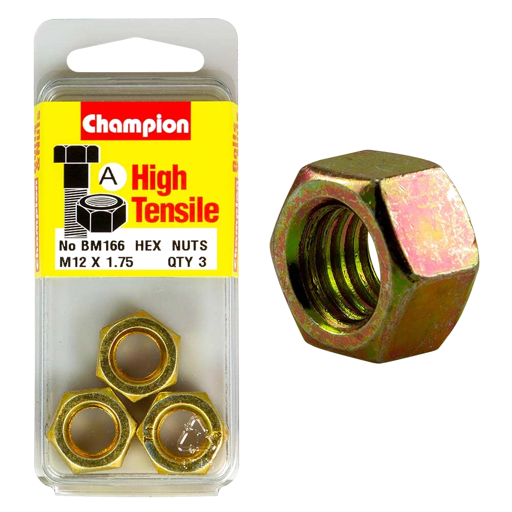 Champion M12 x 1.75 Hex Nut (A) - GR8.8
