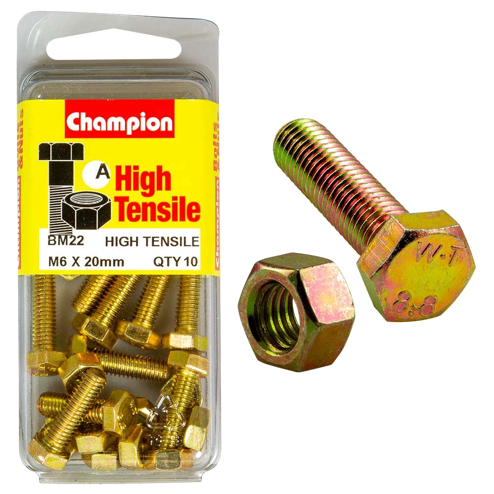Champion M6 x 20 Set Screw & Nut (A) - GR8.8
