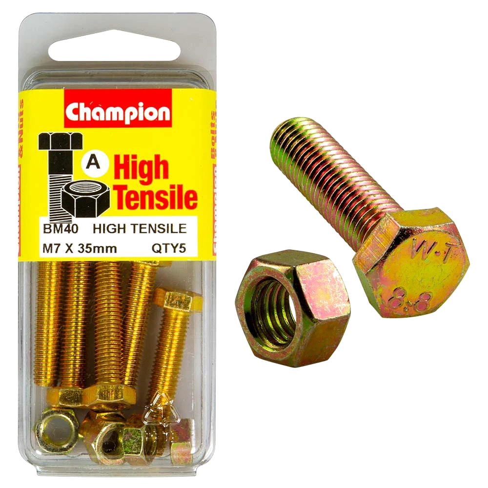 Champion M7 x 35 Set Screw & Nut (A) - GR8.8