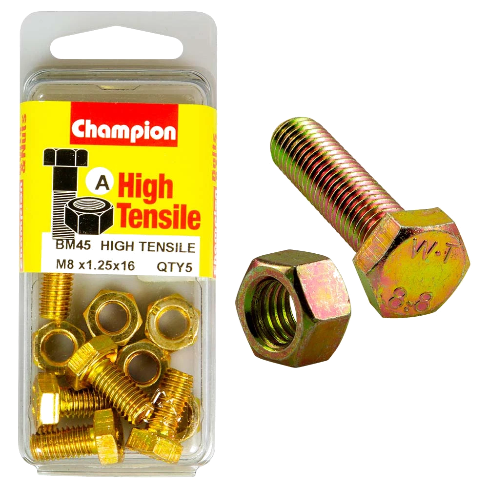 Champion M8 x 16 Set Screw & Nut (A) - GR8.8