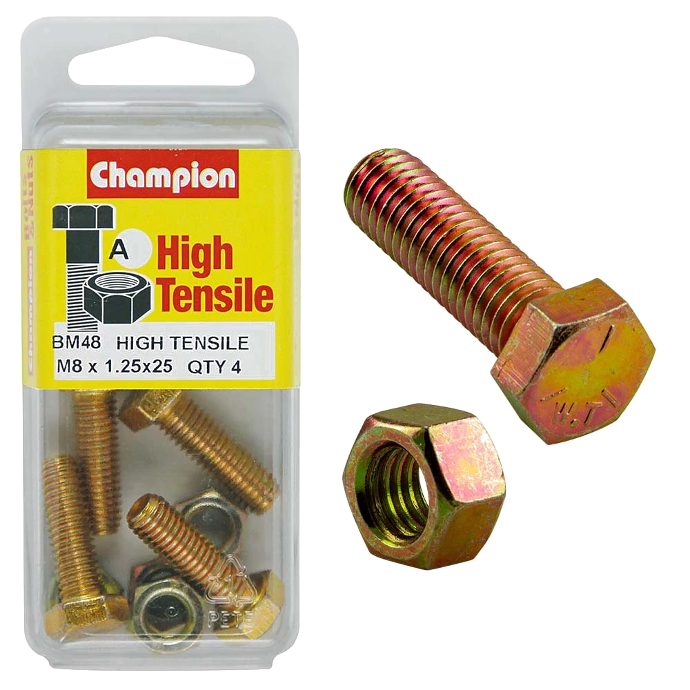 Champion M8 x 25 Set Screw & Nut (A) - GR8.8