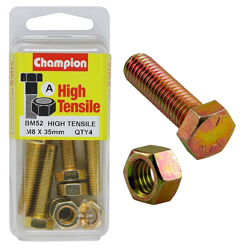 Champion M8 x 35 Set Screw & Nut (A) - GR8.8