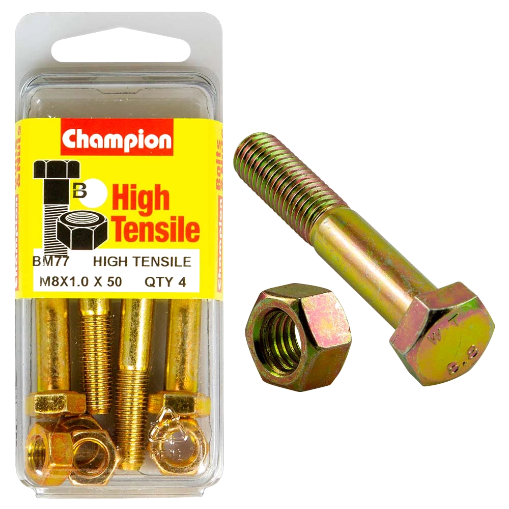 Champion 8 x 50 x 1.0 Set Screw  & Nut (B) - GR8.8
