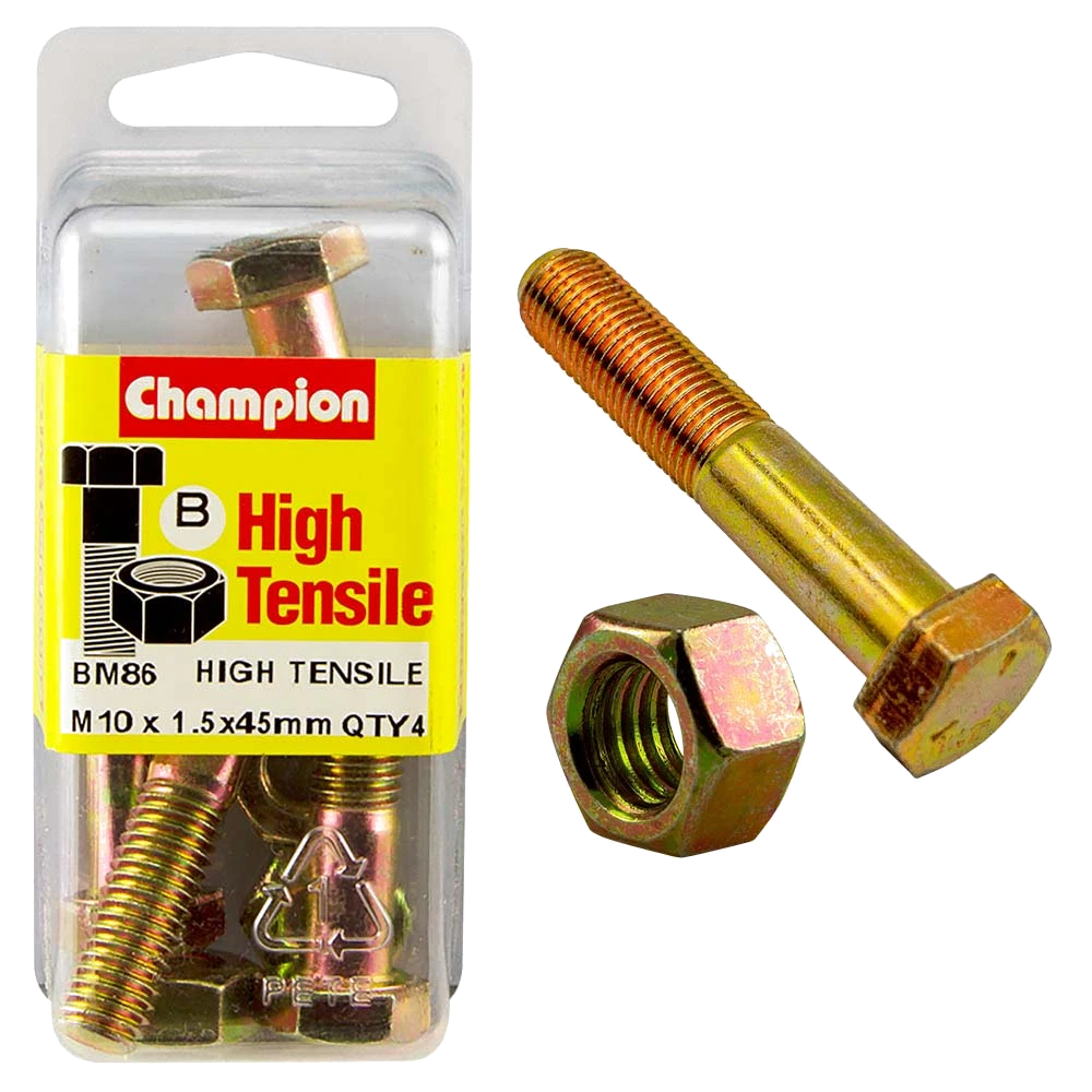 Champion M10 x 45 Bolt & Nut (B) - GR8.8