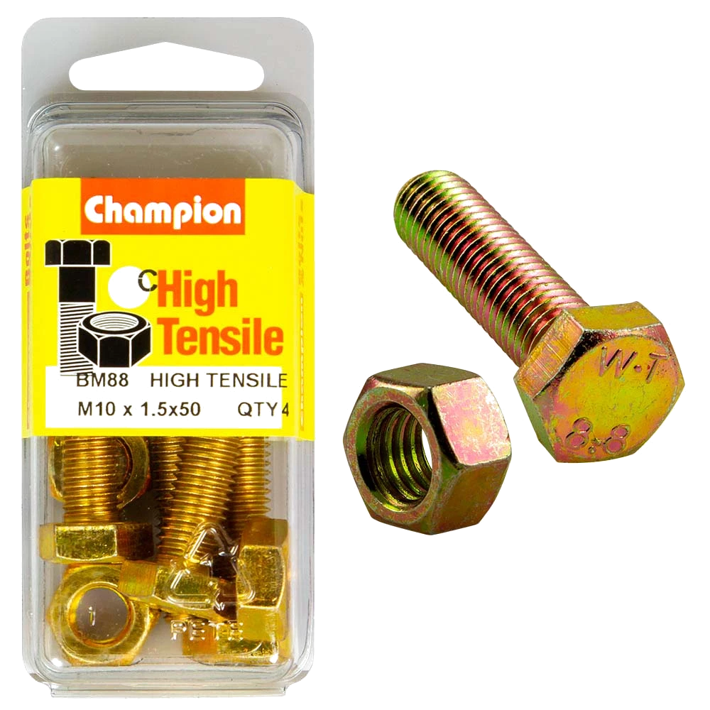 Champion M10 x 50 Set Screw & Nut (C) - GR8.8