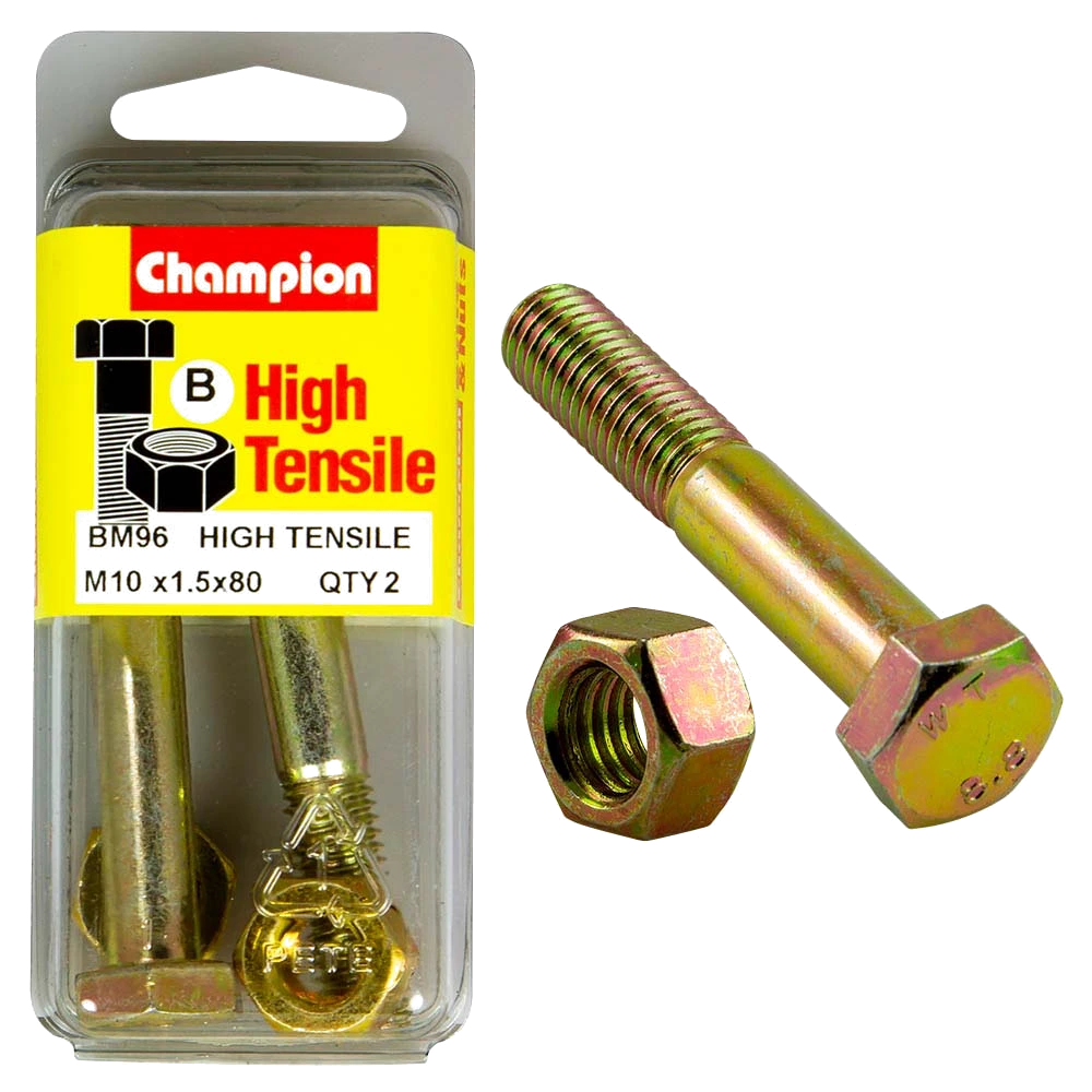 Champion M10 x 80 Bolt & Nut (B) - GR8.8