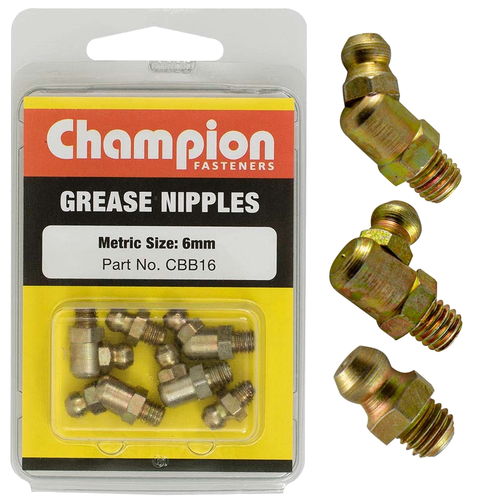 Champion 6Pc Metric (6mm) Grease Nipple Assortment
