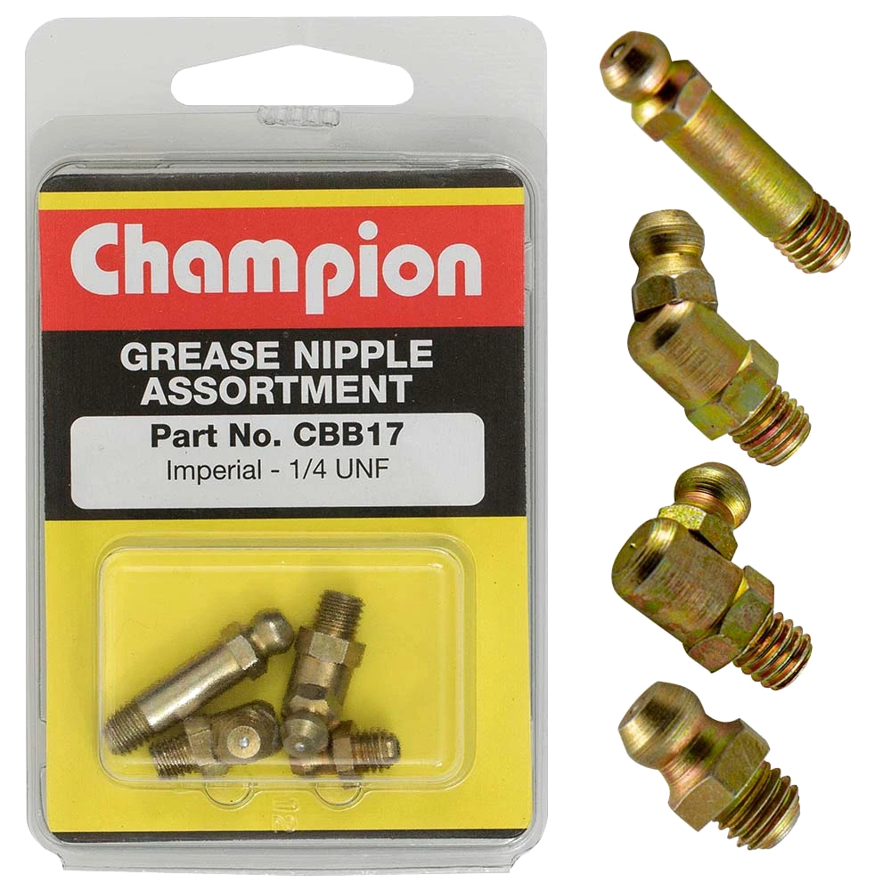 Champion 4Pc Imperial (1/4in UNF) Grease Nipple Assortment