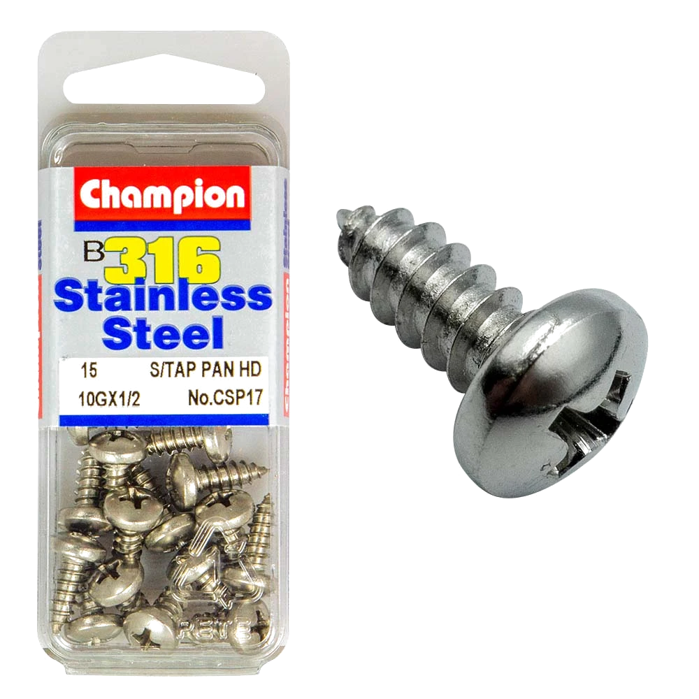 Champion 316/A4 S/Tap Set Screw - Pan 10G x 1/2in (B)