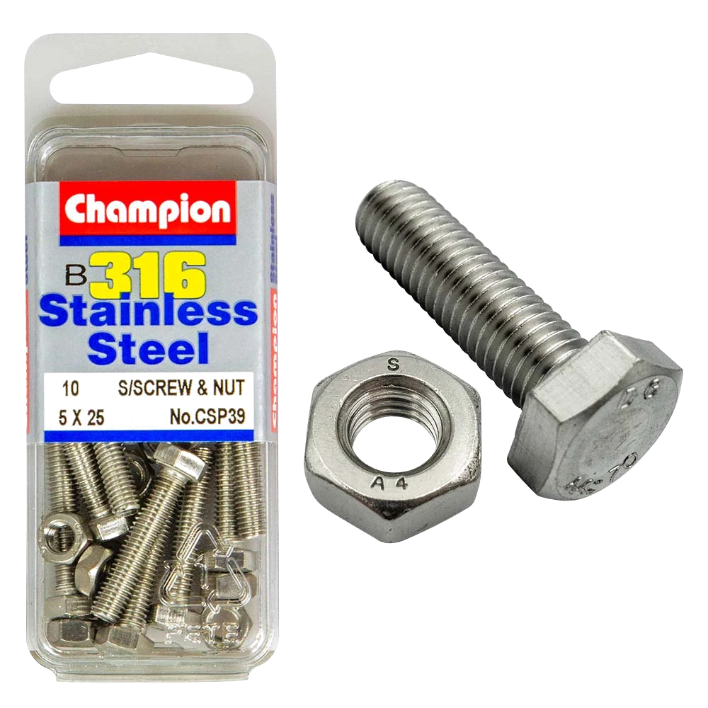 Champion 316/A4 Set Screw & Nut M5 x 25 (B)