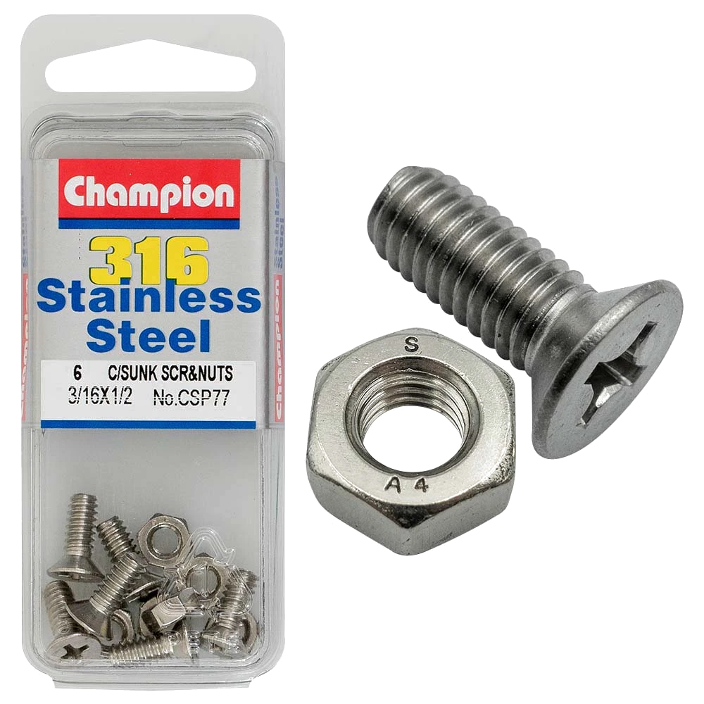 Champion 3/16in x 1/2in UNC CSK Set Screw 316/A4 (C)