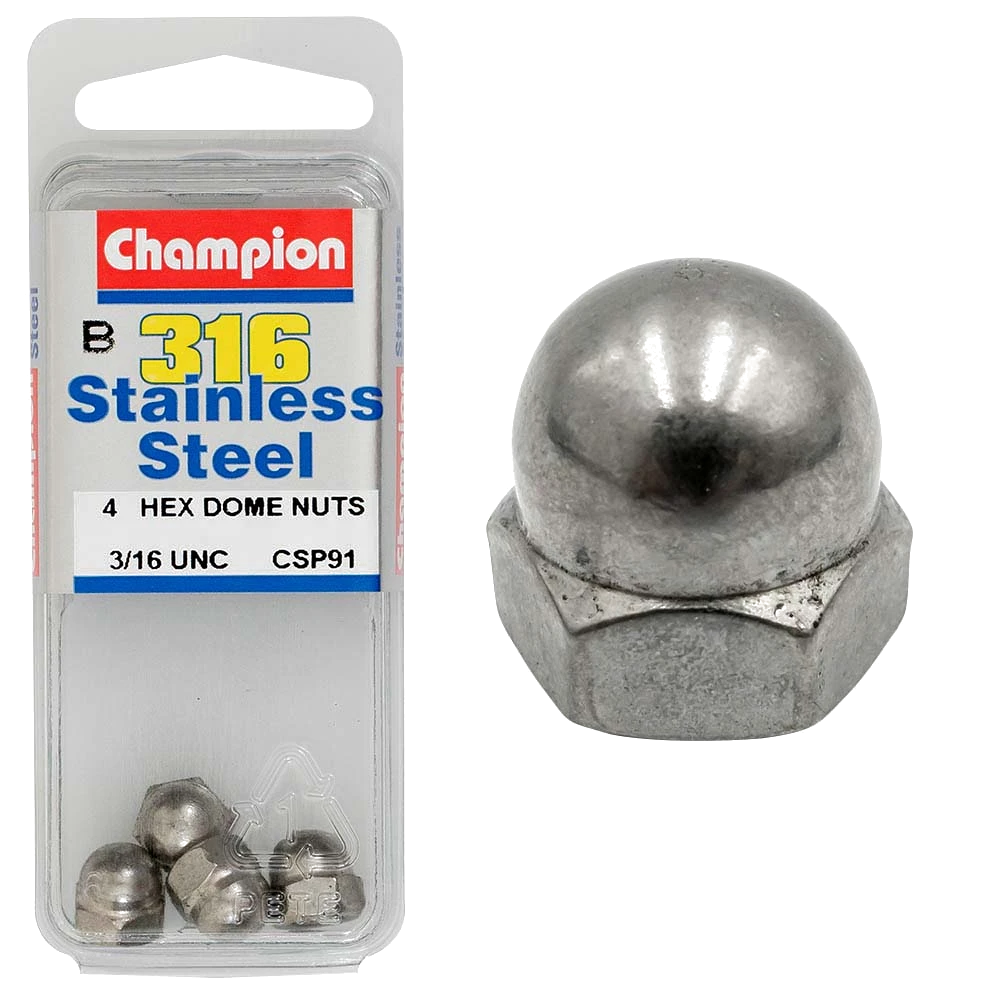 Champion 3/16in UNC Dome Nut 316/A4 (C)