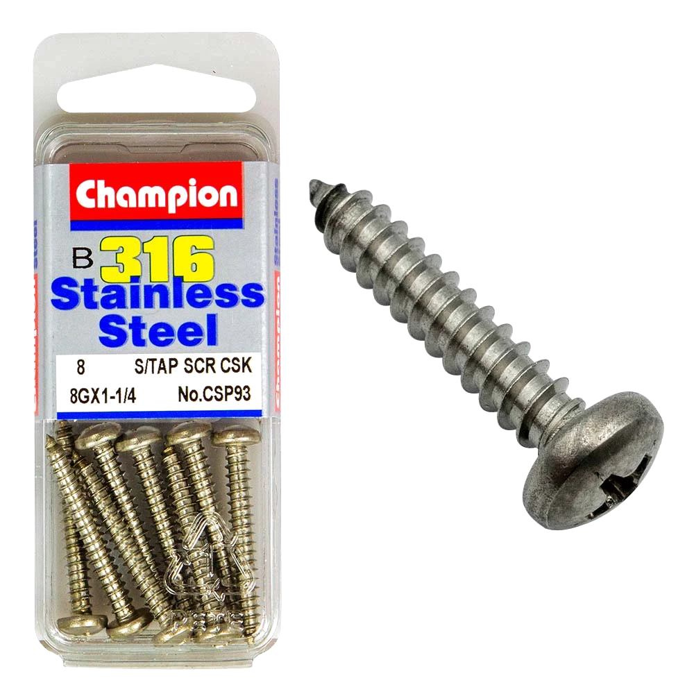 Champion 8G x 1-1/4in S/Tapp Set Screw - Pan HD 316/A4 (C)
