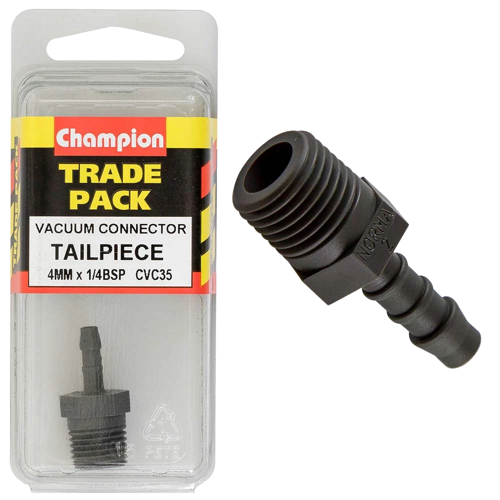 Champion Vacuum Hose - Tailpiece 4mm x 1/4in BSP