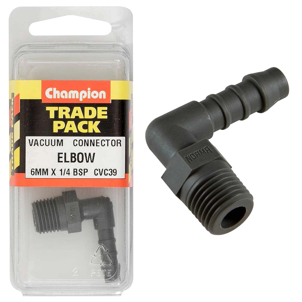 Champion Vacuum Hose - Elbow 6mm x 1/4in BSP