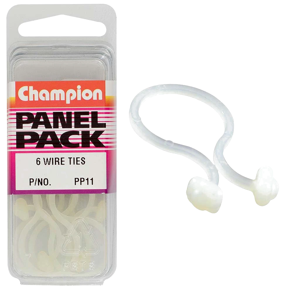 Champion Universal Plastic Wire Tie White -6pk****