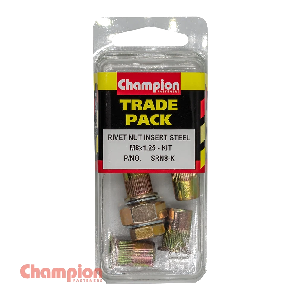 Champion Rivet Nut Insert Steel M8x1.25 - Kit - 4pk