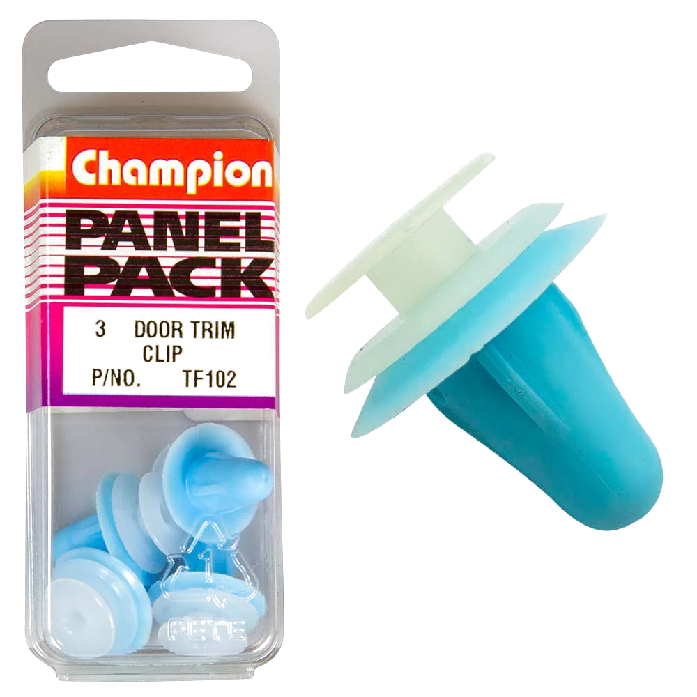 Champion Door Trim Clip ClearBlue15mm(L)8mm(Hole)13mm(HD)3pk