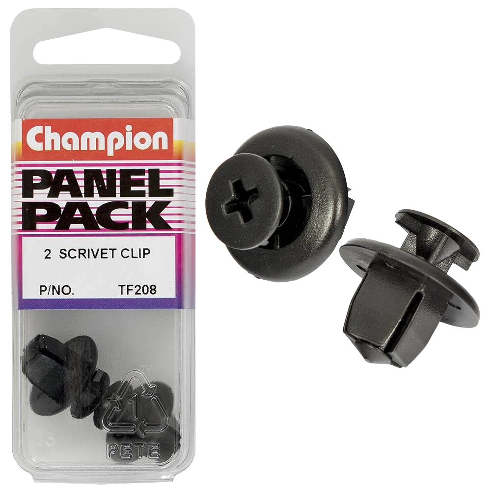 Champion Push Rivet Black 9mm(L)9mm(Hole)20mm(Square HD) 2pk
