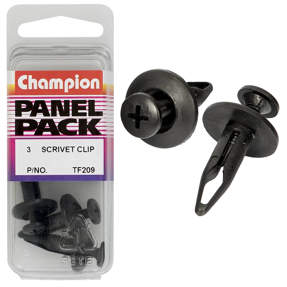 Champion Scrivet Black 23mm(L) 6.4mm(Hole) 17.5mm(HD) 3pk