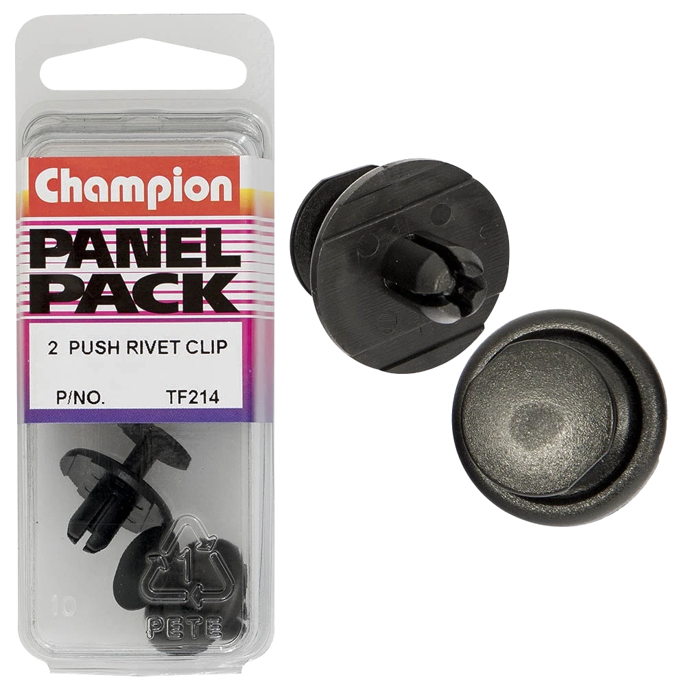 Champion Push Rivet Black 9mm(L) 7mm(Hole) 20mm(HD) 2pk