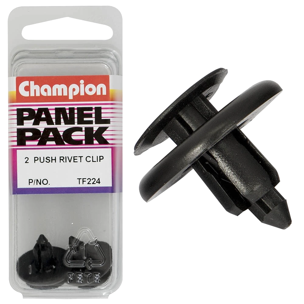 Champion Push Rivet Black 8mm(L) 7mm(Hole) 20mm(HD) 2pk