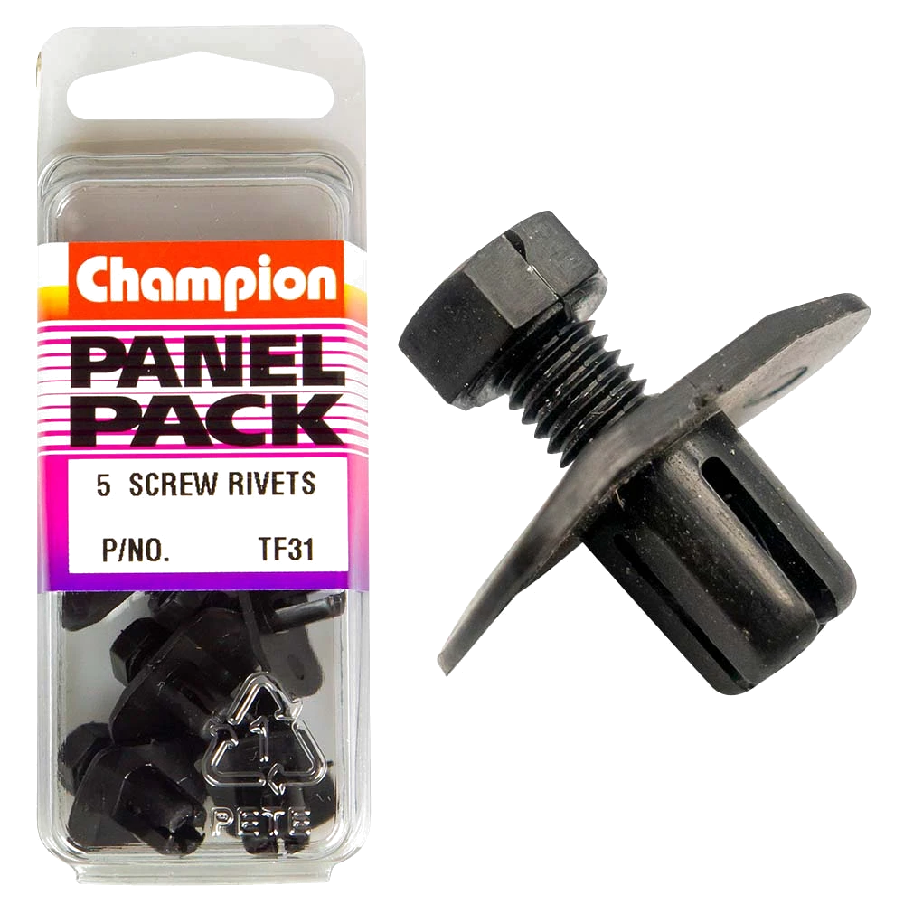 Champion Set Screw Rivet Black 22mm HD x 9mm -5pk