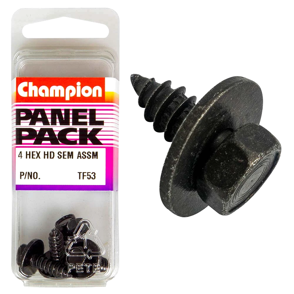 Champion 12G x 3/4in Hex /Ph S/Tap Set Screw -4pk