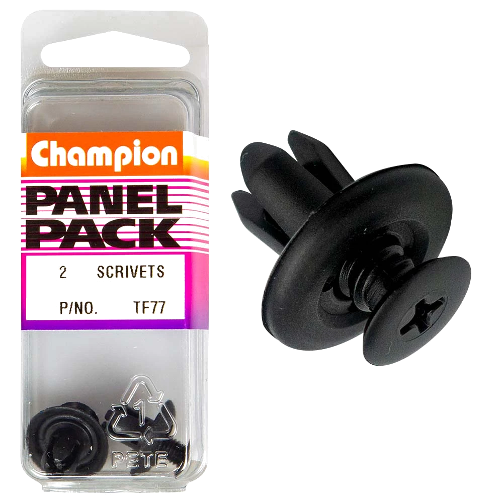Champion Scrivet Clip Black 17mm HD x 10mm -2pk