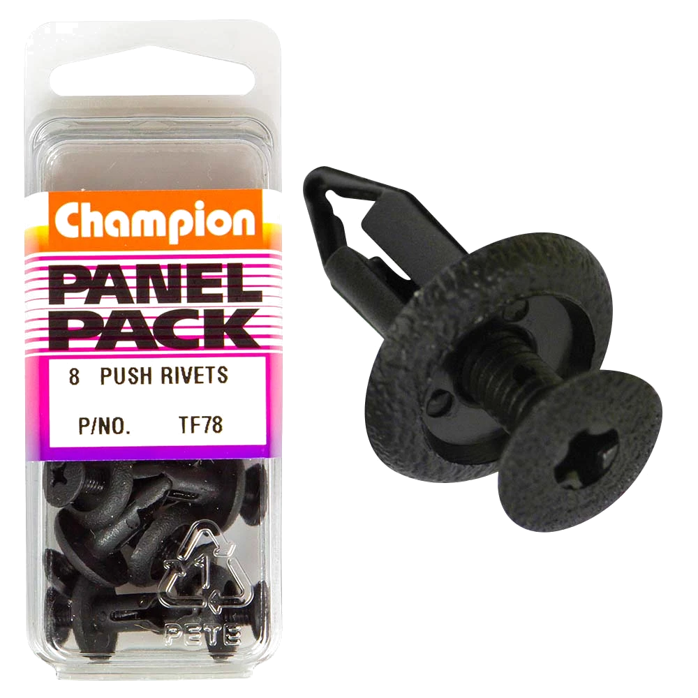 Champion Push Rivet Black 14mm HD x 17mm -8pk