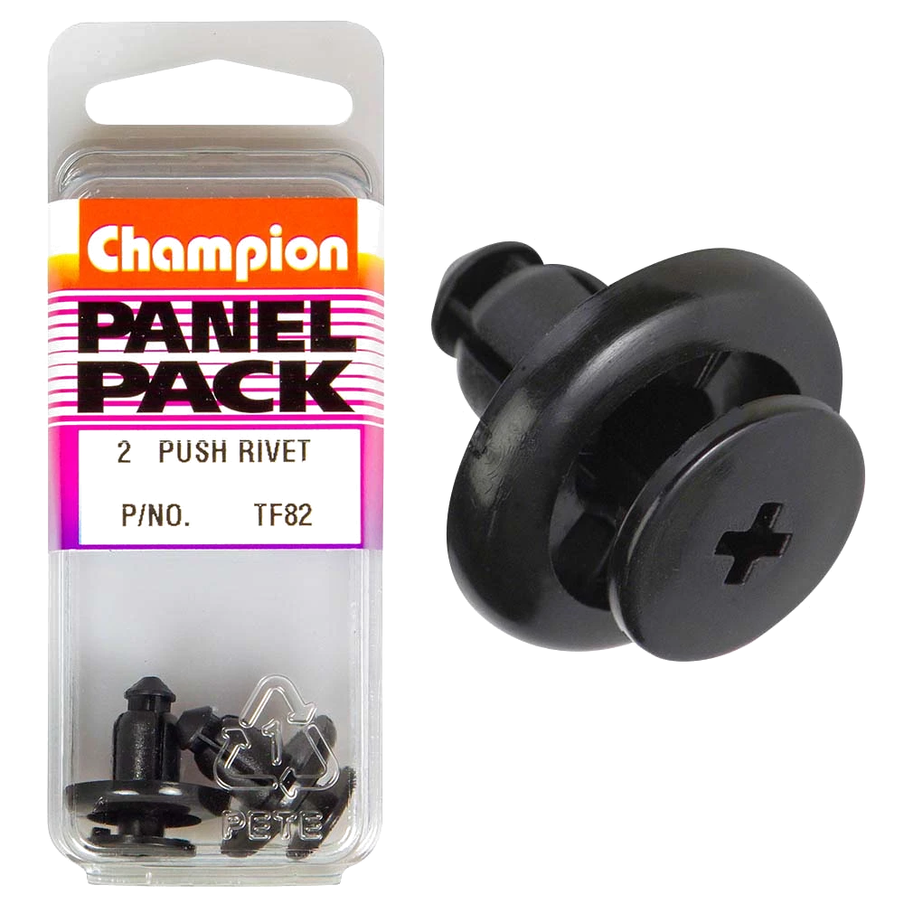 Champion Push Rivet Black 20mm HD x 9mm -2pk
