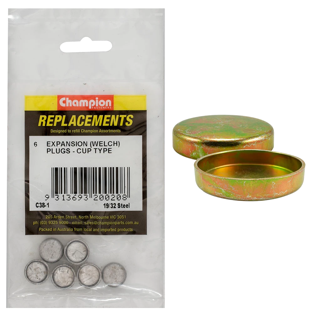 Champion 44mm Steel Cup Welsh Plug - 10pk**