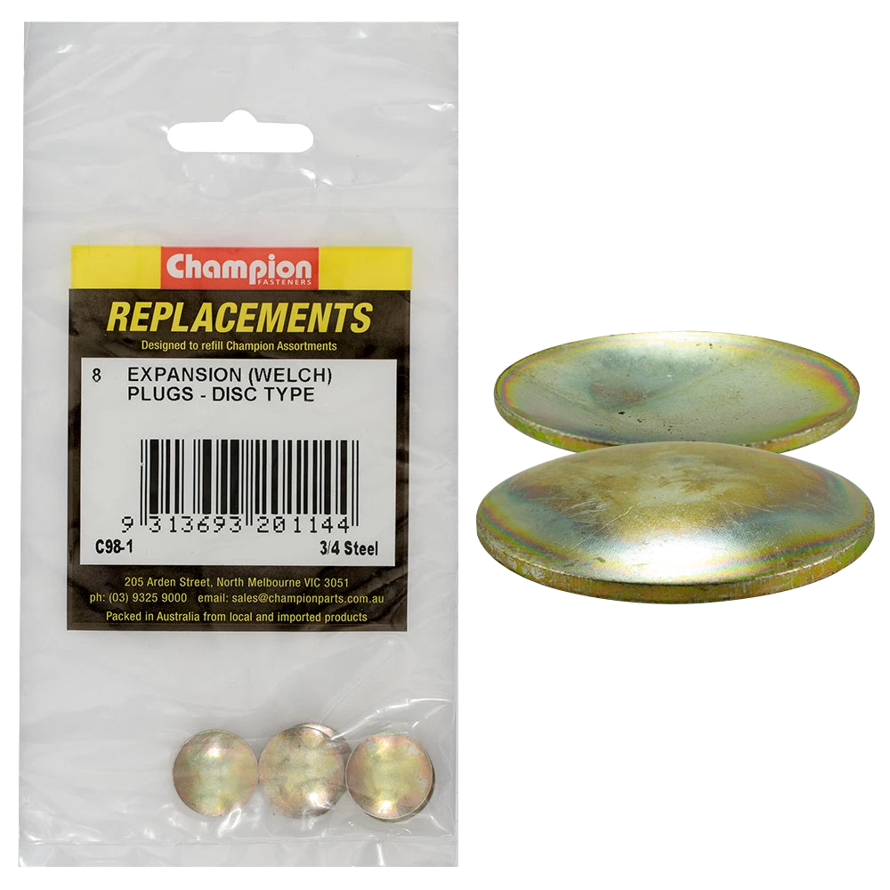 Champion 1 - 1/2 Brass Disc Plugs**