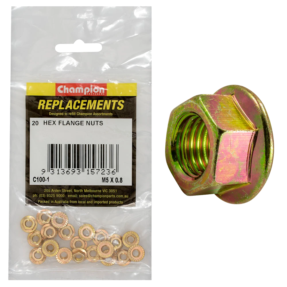 Champion M5 x 0.8 Hex Flange Nut -20pk