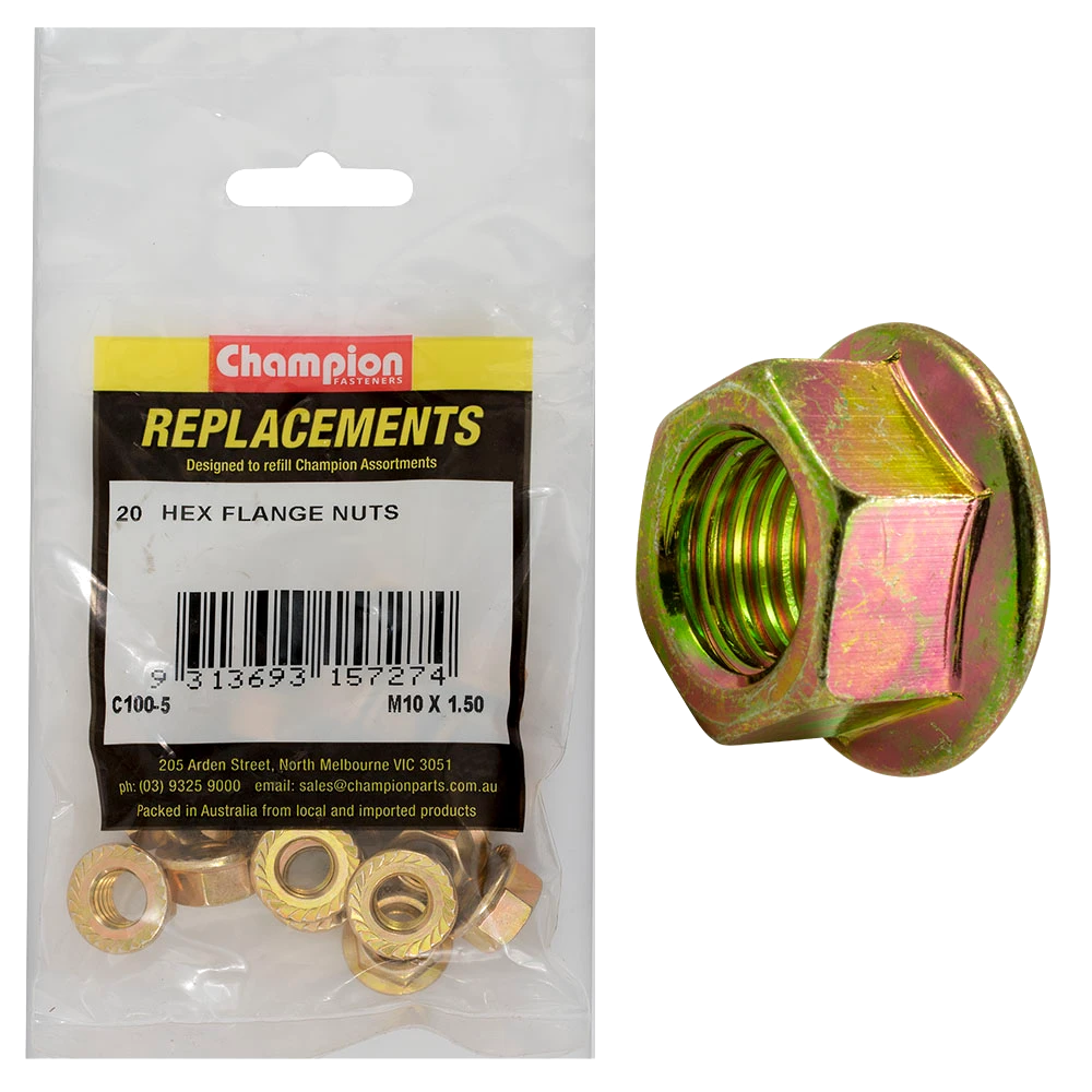 Champion M10 x 1.5 Hex Flange Nut -20pk